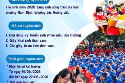 TRƯỜNG TIỂU HỌC LỘC VƯỢNG THÔNG BÁO TUYỂN SINH LỚP 1 NĂM HỌC 2026-2027